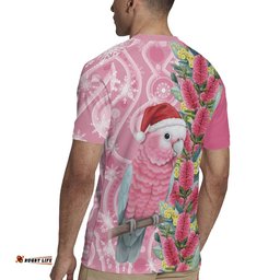 Australia Pink Galah Christmas Rugby Jersey Falalalala Galalah Bottlebrush Aboriginal Art LT14
