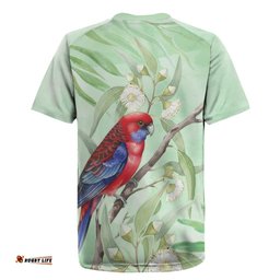 Australia Crimson Rosella Rugby Jersey Platycercus Elegans Eucalyptus Alba Watercolor LT14