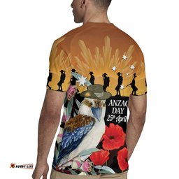 Australia Kookaburra ANZAC Day Rugby Jersey Rising Sun 25th April Poppy Eucalyptus Blossoms LT14