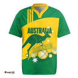 Custom Australia Petanque Rugby Jersey Aussie Kangaroo Bouleroos National Color LT14