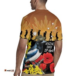 Australia Magpie ANZAC Day Rugby Jersey Rising Sun 25th April Poppy Golden Wattle LT14