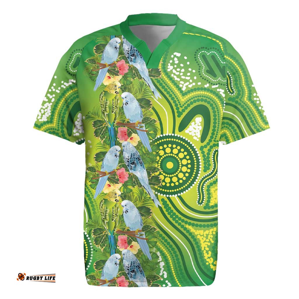 Budgerigar Australia Rugby Jersey Aussie Common Parakeet Indigenous Art LT14