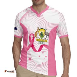 Custom Bowls Australia Breast Cancer Rugby Jersey Pink Ribbon Curve Sporty LT14