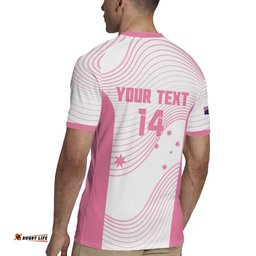 Custom Bowls Australia Breast Cancer Rugby Jersey Pink Ribbon Curve Sporty LT14