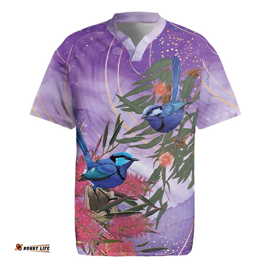 Australia Splendid Fairy Wren on Eucalyptus Rugby Jersey Epilepsy Awareness LT7