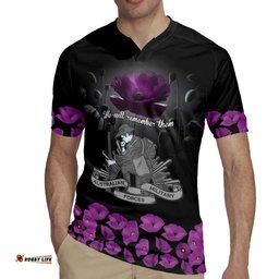 ANZAC Day Remembrance Rugby Jersey Purple Poppy We Will Remember Them LT9