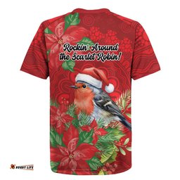 Australian Scarlet Robin Rugby Jersey Aboriginal Inspired Christmas LT9