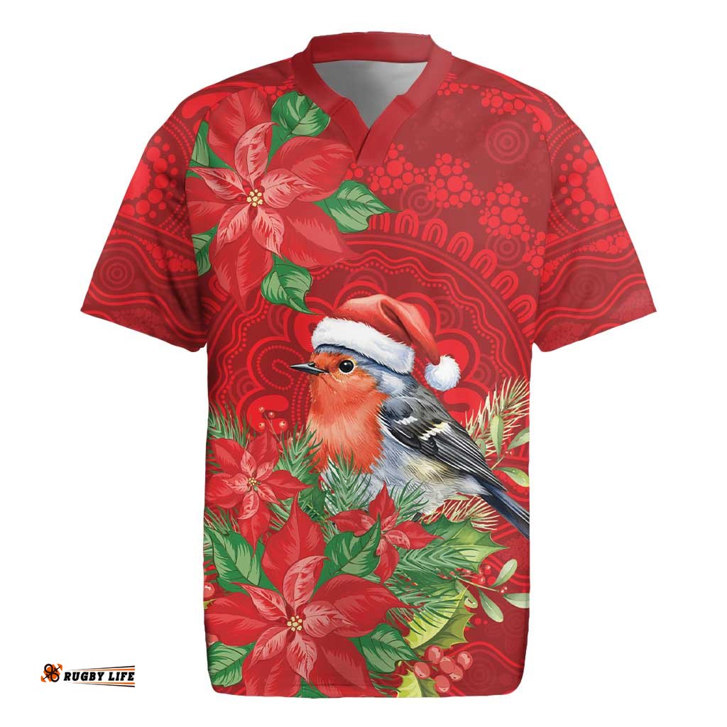 Australian Scarlet Robin Rugby Jersey Aboriginal Inspired Christmas LT9