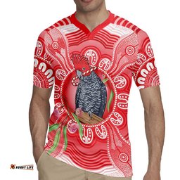 Australia Gang-gang Cockatoo Christmas Rugby Jersey Eucalyptus Blossoms Aboriginal Merry Xmas LT14