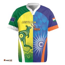 Custom Australia And India Cricket Rugby Jersey Ashoka Chakra With Aboriginal LT05