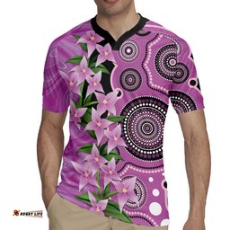 Australia Boronia Rugby Jersey Aussie Native Flowers Indigenous Art LT14