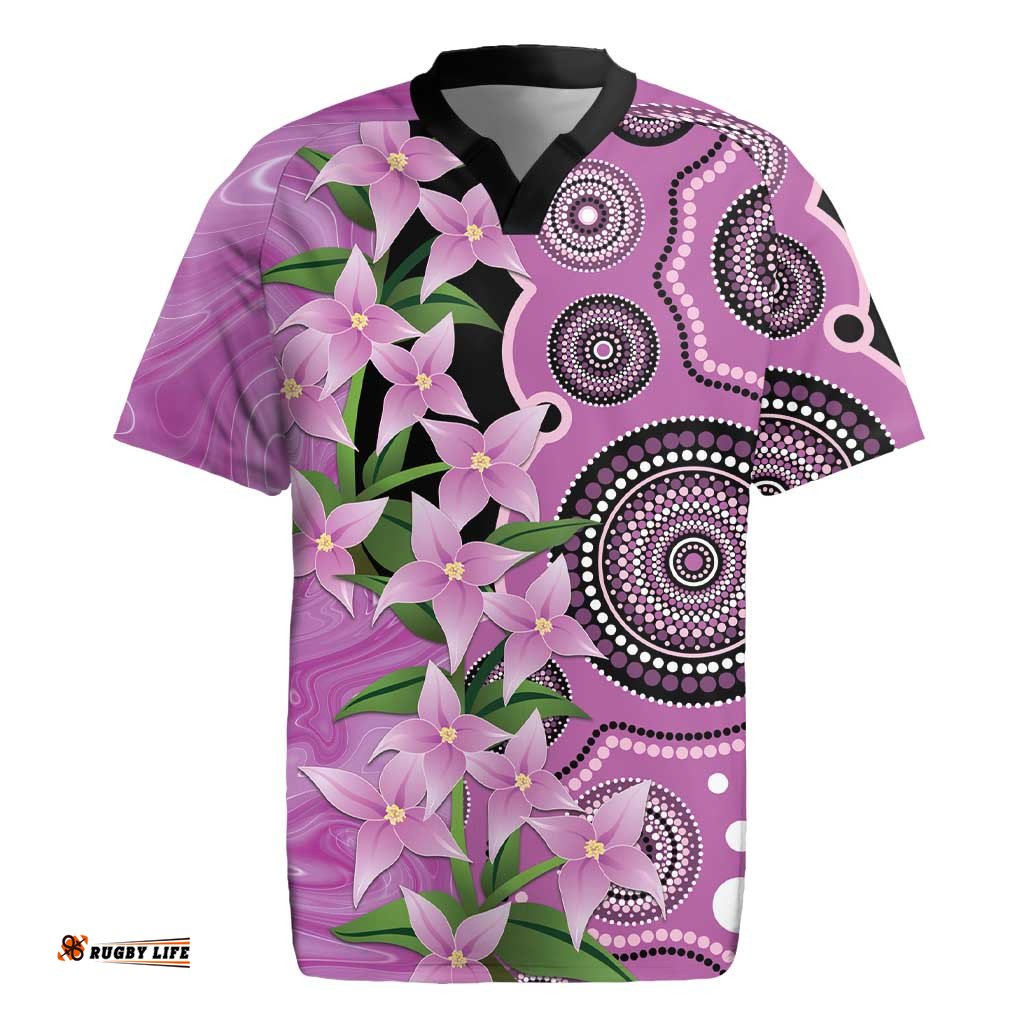 Australia Boronia Rugby Jersey Aussie Native Flowers Indigenous Art LT14
