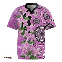 Australia Boronia Rugby Jersey Aussie Native Flowers Indigenous Art LT14