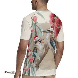 Australia Kookaburra Christmas Rugby Jersey Bottlebrush Eucalyptus Blossoms Watercolor LT14
