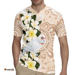 Australia Long-billed Corella Rugby Jersey Cacatua Tenuirostris Plumeria Aboriginal Art LT14