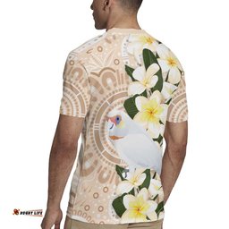 Australia Long-billed Corella Rugby Jersey Cacatua Tenuirostris Plumeria Aboriginal Art LT14
