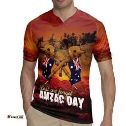 ANZAC Day Lest We Forget Rugby Jersey Australian Veterans Remembrance Tribute LT18