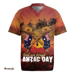 ANZAC Day Lest We Forget Rugby Jersey Australian Veterans Remembrance Tribute LT18