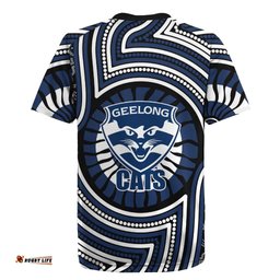 Geelong Cats Rugby Jersey Indigenous Monochrome Dot Art Mascot Style TS04