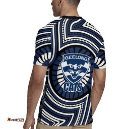 Geelong Cats Rugby Jersey Indigenous Monochrome Dot Art Mascot Style TS04