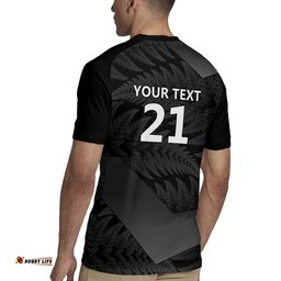New Zealand Cricket Custom Rugby Jersey Potae Pango Black Fern Pattern LT9