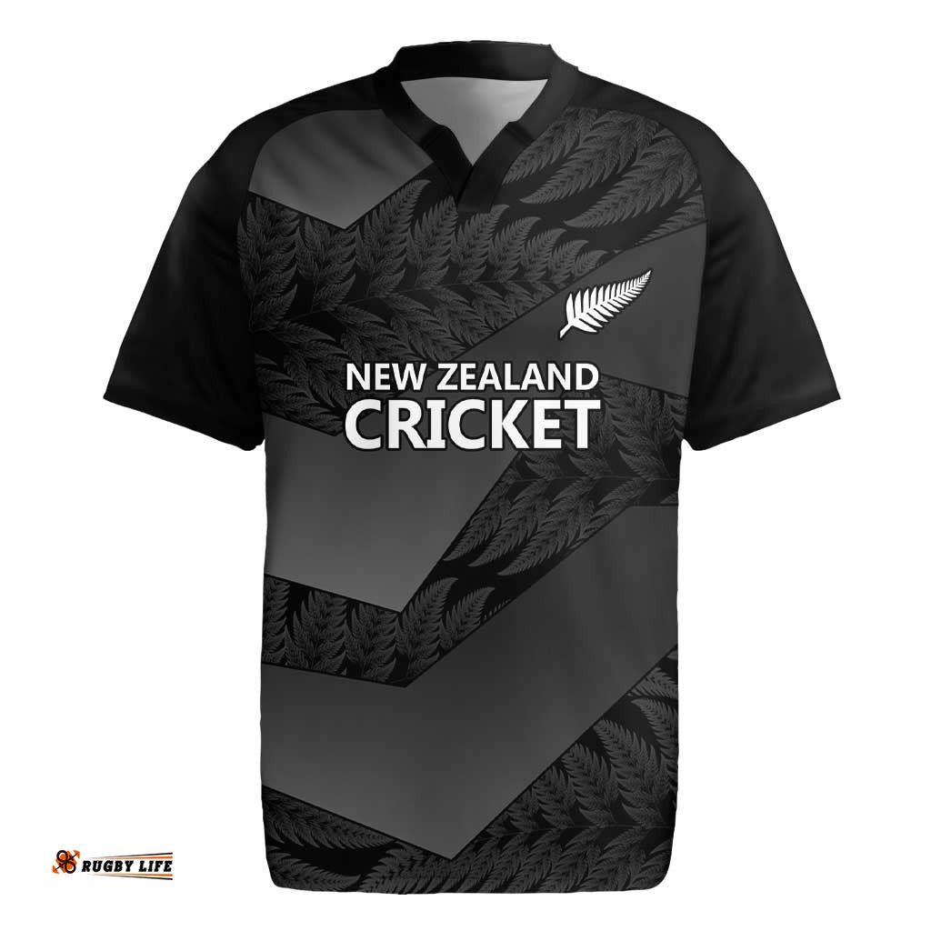 New Zealand Cricket Custom Rugby Jersey Potae Pango Black Fern Pattern LT9