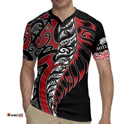 Koru Fern New Zealand Rugby Jersey Maori Tribal Pattern LT9