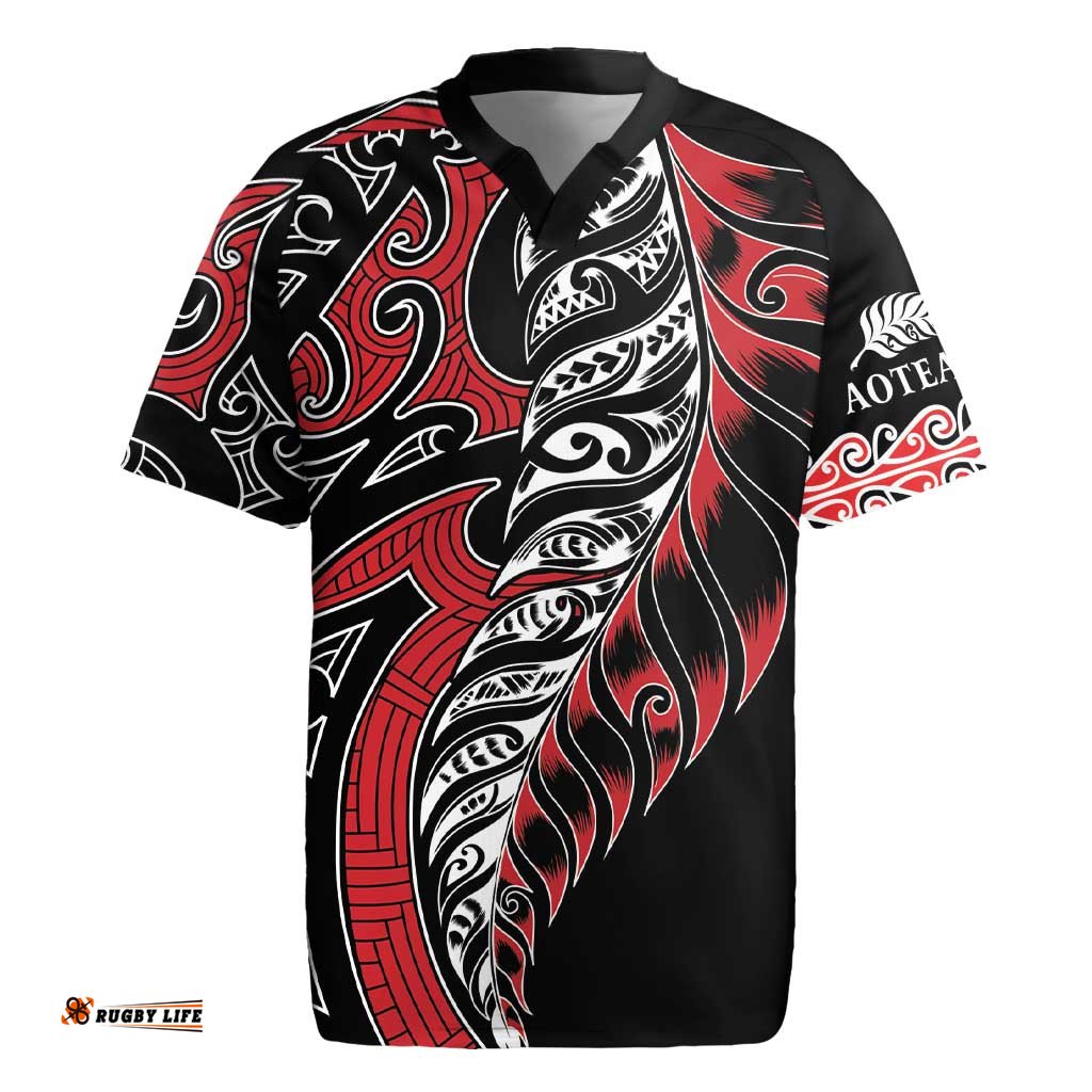 Koru Fern New Zealand Rugby Jersey Maori Tribal Pattern LT9