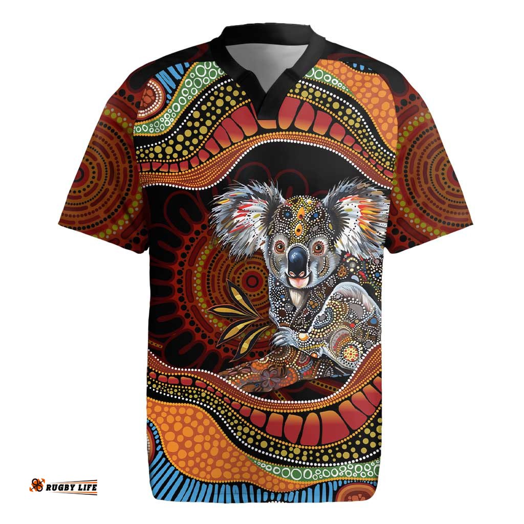 Indigenous Koala Australia Rugby Jersey Australian Aboriginal Art Proud LT14