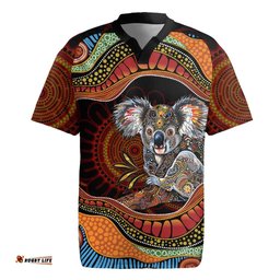 Indigenous Koala Australia Rugby Jersey Australian Aboriginal Art Proud LT14