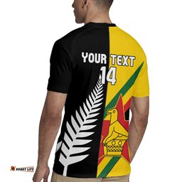Custom New Zealand and Zimbabwe Rugby Jersey NZ Fern Zim Flag Half Style LT14