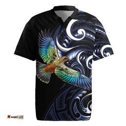 New Zealand Kea Bird Personalised Rugby Jersey Maori Tribal Koru Art LT9
