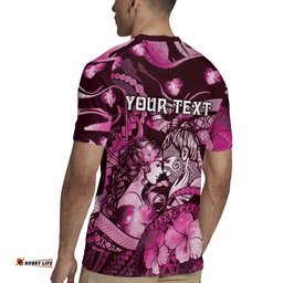 Personalised Maori Romantic Valentine Rugby Jersey The Hongi Kiss Pink Galaxy DT05