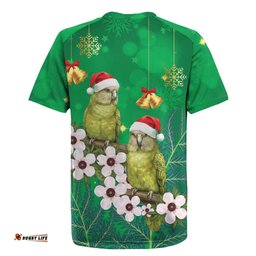New Zealand Kakapo Christmas Rugby Jersey Owl Parrot Santa Sliver Fern Manuka - Green LT14