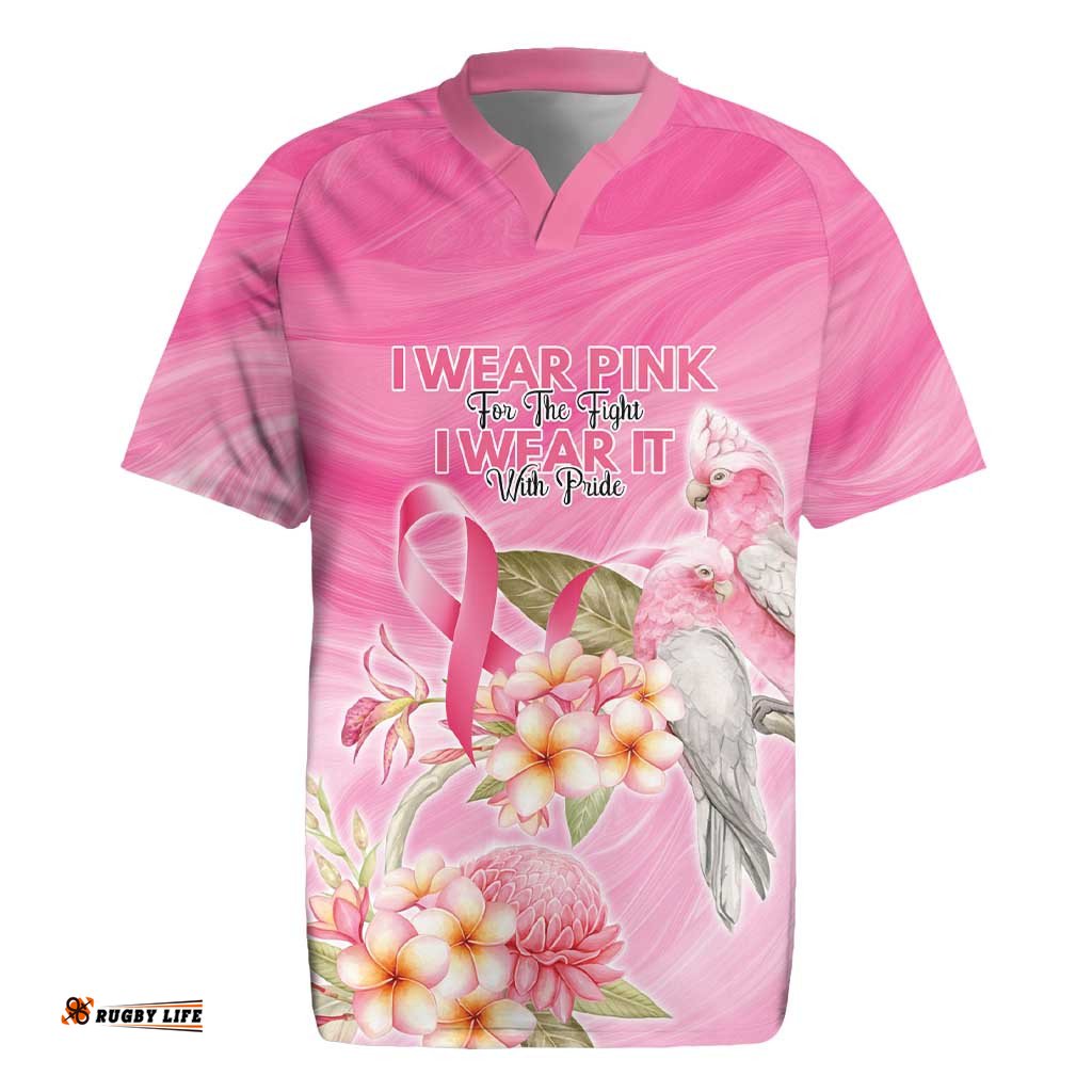 Personalised I Wear Pink For The Fight Rugby Jersey Australian Breast Cancer Spirit LT9