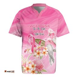 Personalised I Wear Pink For The Fight Rugby Jersey Australian Breast Cancer Spirit LT9