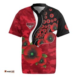 Essendon Bombers ANZAC Personalised Rugby Jersey Lest We Forget Poppy Camo LT9