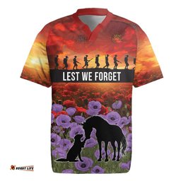 Personalised ANZAC Day Rugby Jersey Remembering the Animals of War LT19