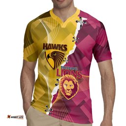 Personalised Hawks and Lions Inspired Rugby Jersey Dynamic Style LT14