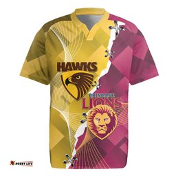 Personalised Hawks and Lions Inspired Rugby Jersey Dynamic Style LT14
