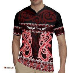 Kia Ora New Zealand Rugby Jersey Maori Language Week Whero Taniko Motif LT14
