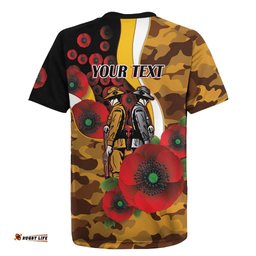 Hawthorn Hawks ANZAC Personalised Rugby Jersey Lest We Forget Poppy Camo LT9