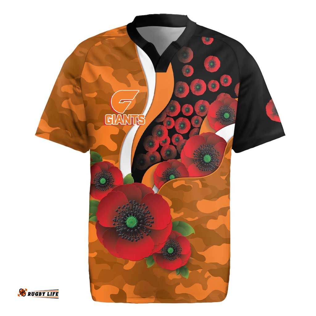 Greater Giants ANZAC Personalised Rugby Jersey Lest We Forget Poppy Camo LT9