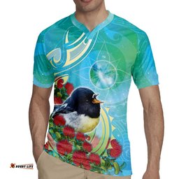 New Zealand Tomtit Rugby Jersey Maori Koru With Pohutukawa Galaxy Style LT05
