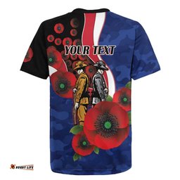 North Kangaroos ANZAC Personalised Rugby Jersey Lest We Forget Poppy Camo LT9