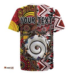 Personalised Aotearoa and Australia Together Rugby Jersey Koru and Kangaroo - Taniko with Aboriginal Motif LT03