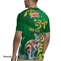 Green Kangaroo and Golden Wattle Personalised Rugby Jersey Happy Australia Day 6 January LT9