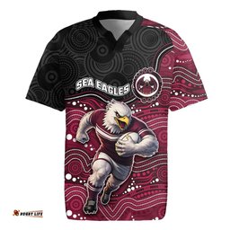 Custom Sea Eagles Rugby Jersey Bird Mascot With Aboriginal Indigenous DT05