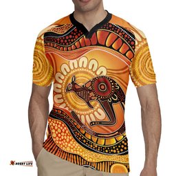 Indigenous Kangaroo Australia Rugby Jersey Australian Aboriginal Art Proud LT14