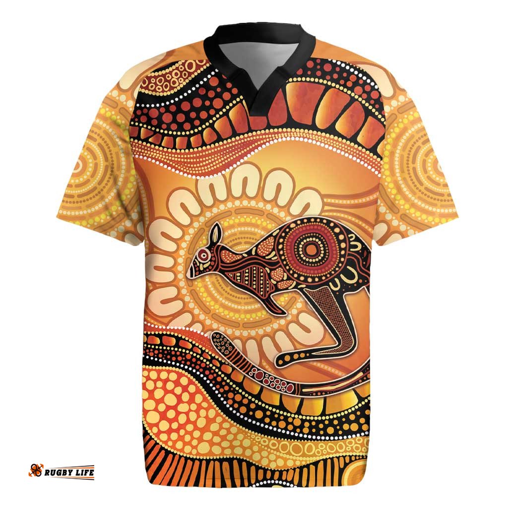 Indigenous Kangaroo Australia Rugby Jersey Australian Aboriginal Art Proud LT14